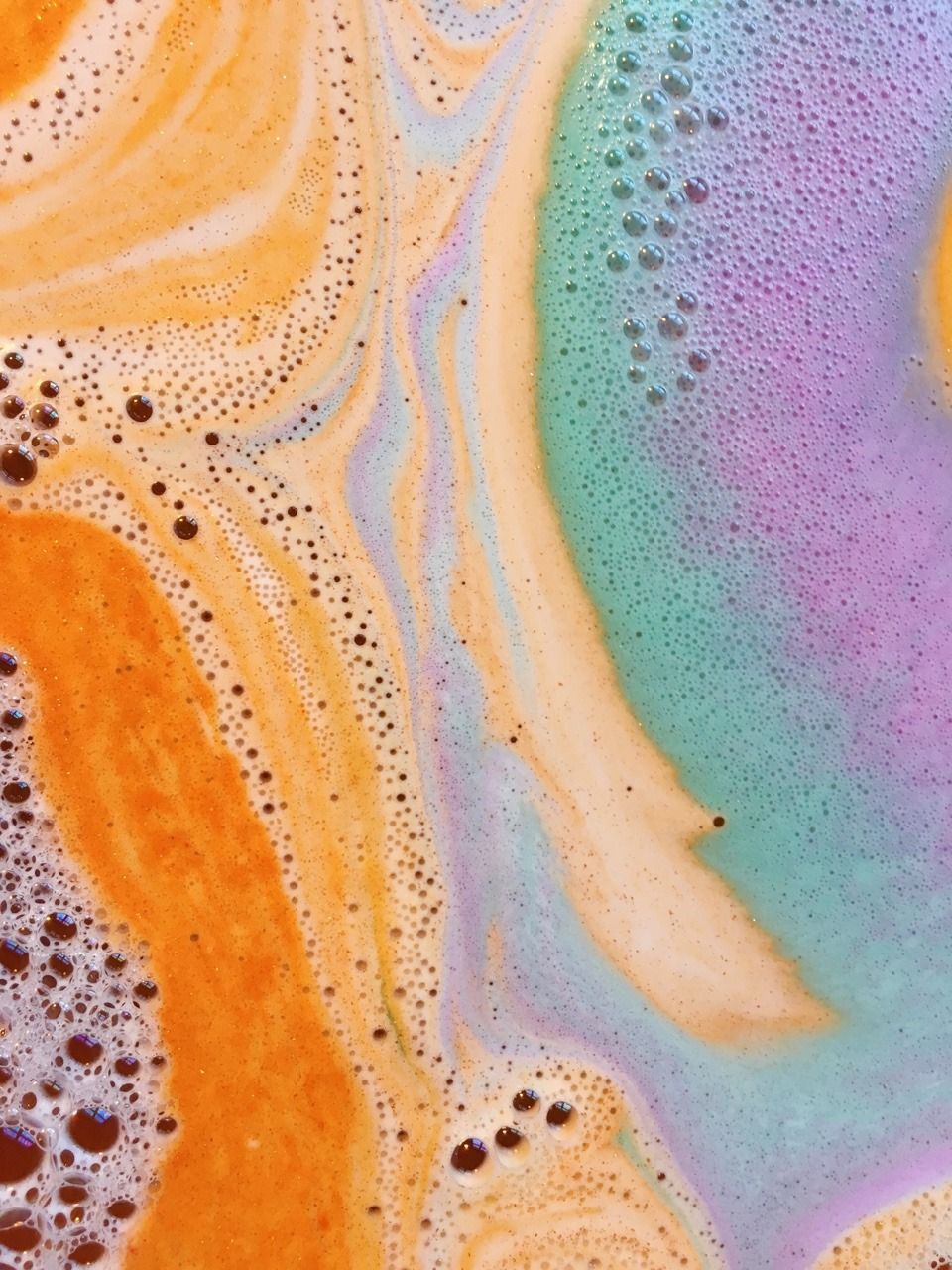 Swirling colours of a dissolving bath bomb